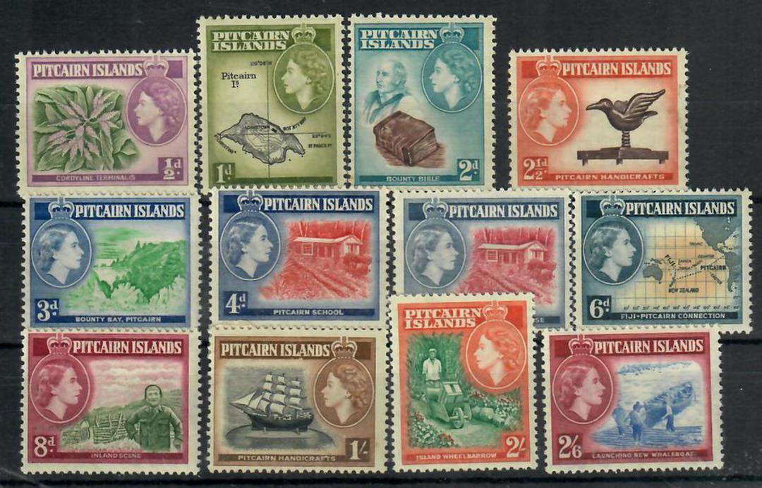 PITCAIRN ISLANDS 1957 Elizabeth 2nd Definitives. Set of 12. Some hinged other never hinged and the top two values MNG. - 21778 - image 0