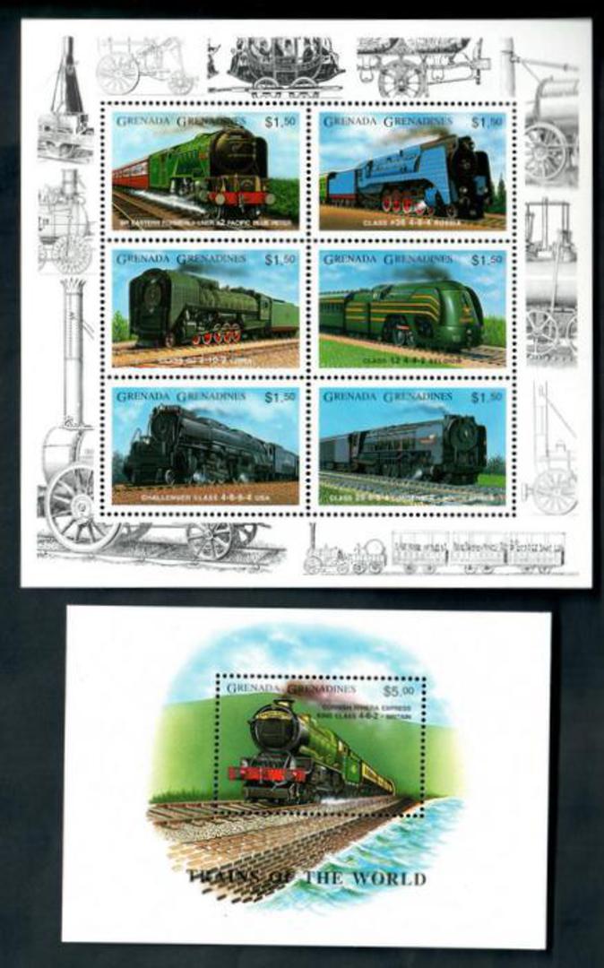GRENADA Grenadines 1996 Trains of the World. Sheetlet of 6 and miniature sheet. - 50123 - UHM image 0