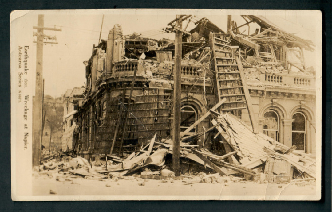 Postcard of Earthquake Wreckage at Napier. Aotearoa series. - 47948 - Postcard image 0