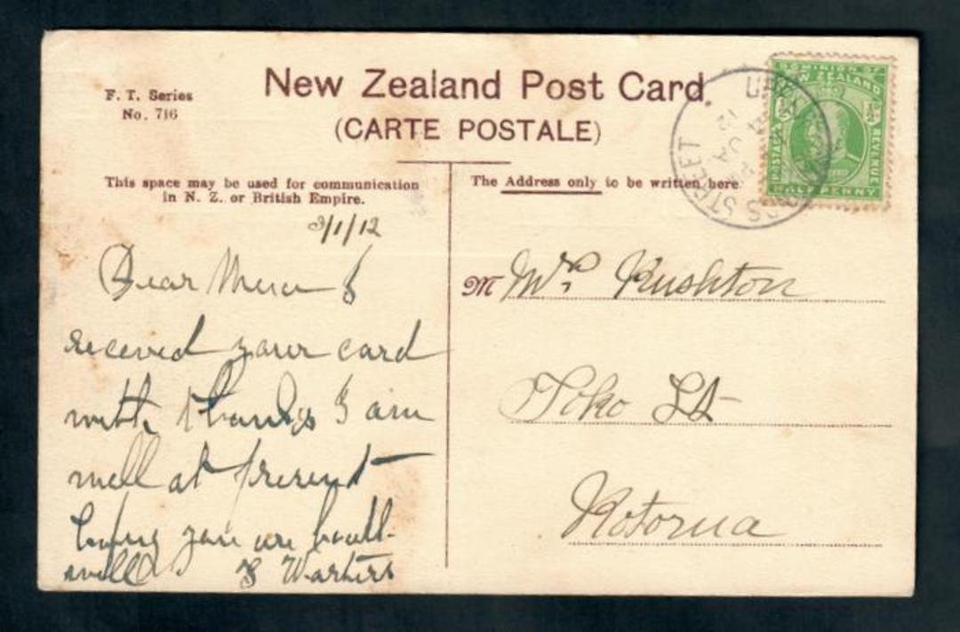 NEW ZEALAND Postmark Auckland UPPER SYMONDS STREET. B class cancel 1912 on postcard. - 69395 - Postmark image 0