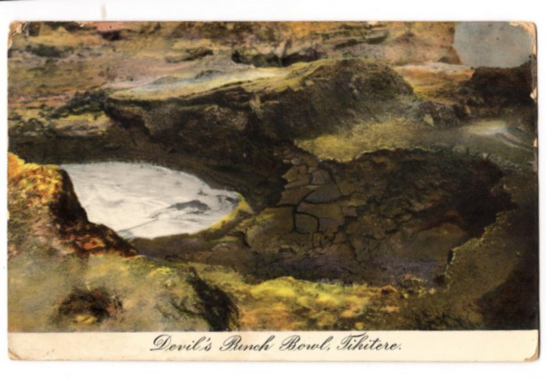 Coloured postcard of Devils Punch Bowl Tikitere. - 46032 - Postcard image 0