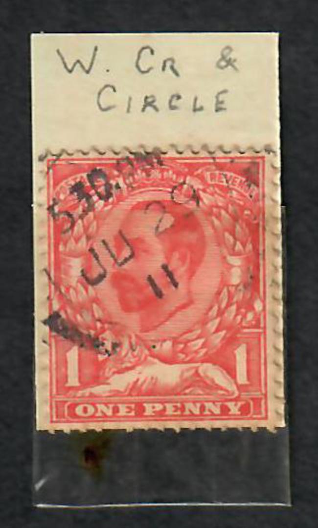GREAT BRITAIN 1911 Geo 5th Definitive 1d Red. Watermark Imperial Crown and Circle. - 70360 - FU image 0