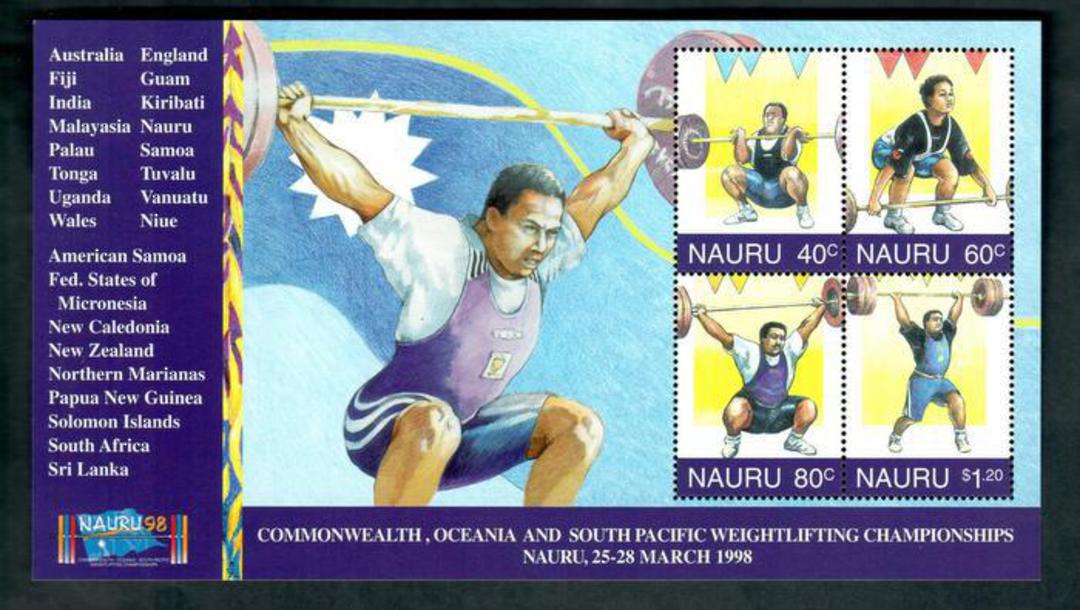 NAURU 1998 Commonwealth Weightlifting Championships miniature sheet. . - 50360 - UHM image 0