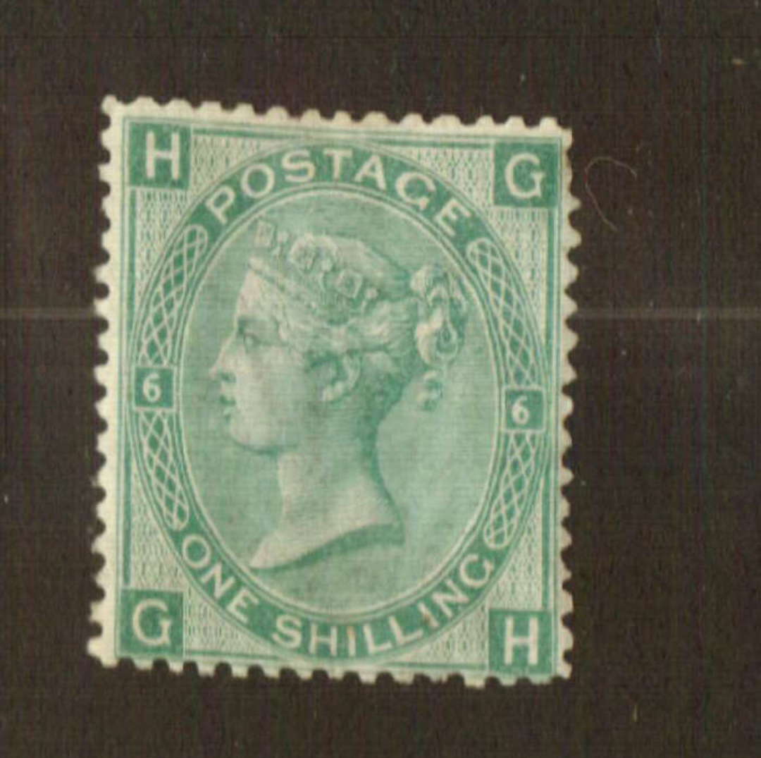 GREAT BRITAIN 1867 Victoria 1st Definitive 1/- Green. Watermark Spray of Rose. Plate 6. - 74468 - Mint image 0