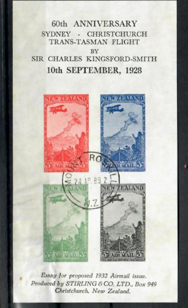 NEW ZEALAND 1988 60th Anniversary of the First Sydney to Christchurch Flight. Miniature sheet. Imperforate. - 21690 - VFU image 0