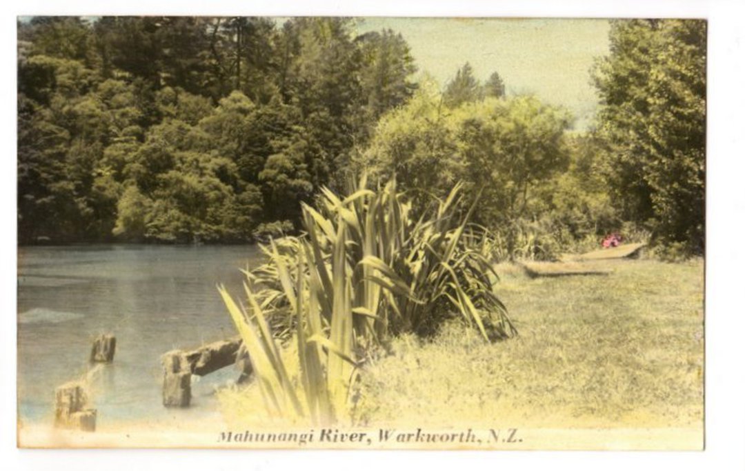 Tinted Postcard by N S Seaward of Mahurangi River Warkworth. - 45064 - Postcard image 0