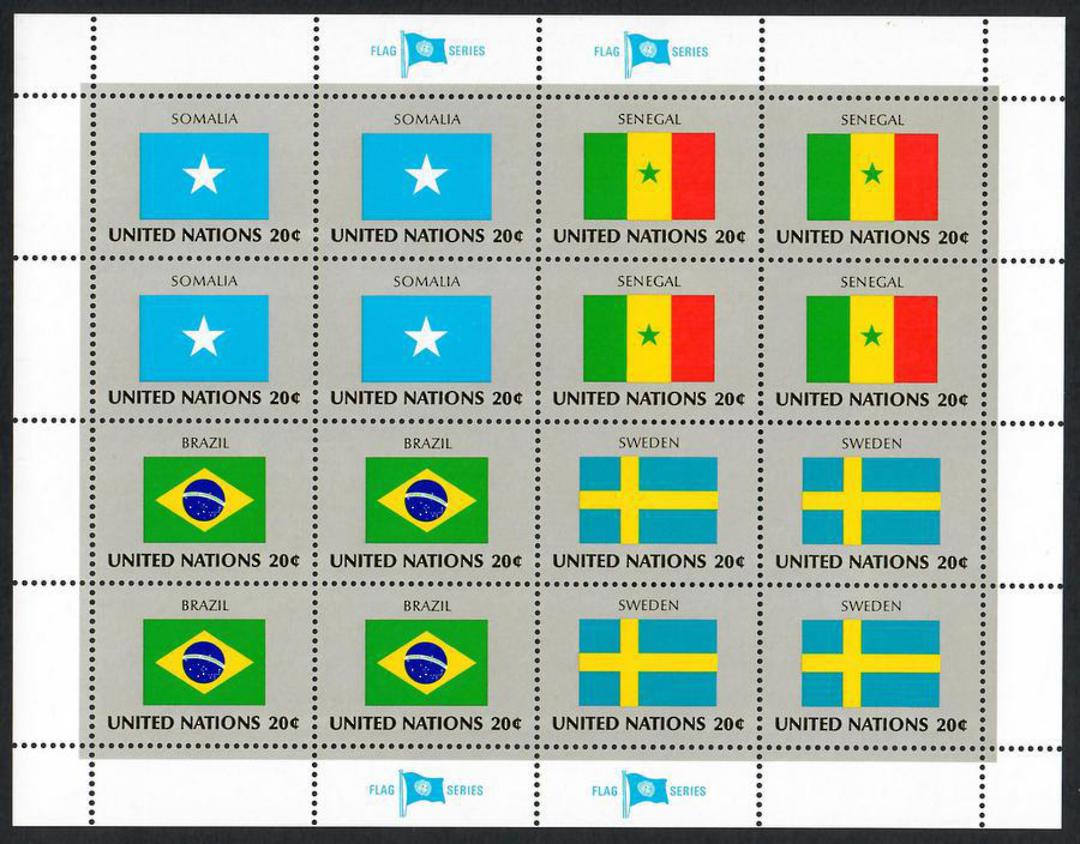 UNITED NATIONS Flag series. Sheet of 16 stamps. The flags of China Peru Bulgaria and Canada. - 113452 - UHM image 1