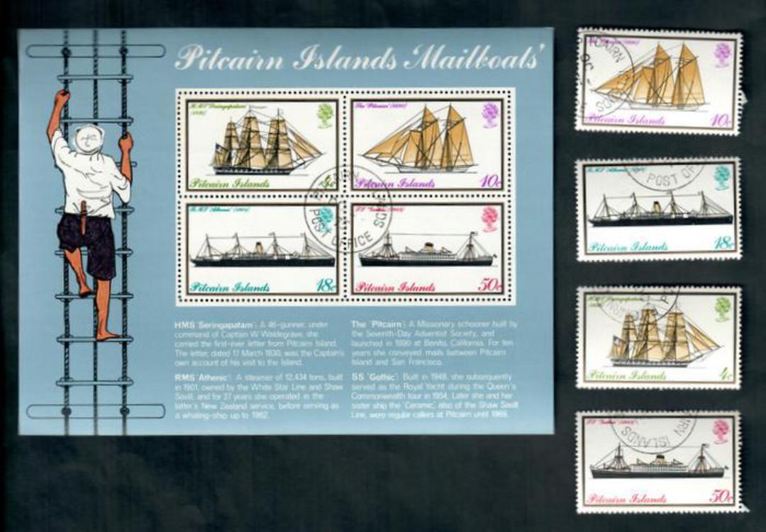 PITCAIRN ISLANDS 1975 Mailboats. Set of 4 and miniature sheet. - 50056 - VFU image 0