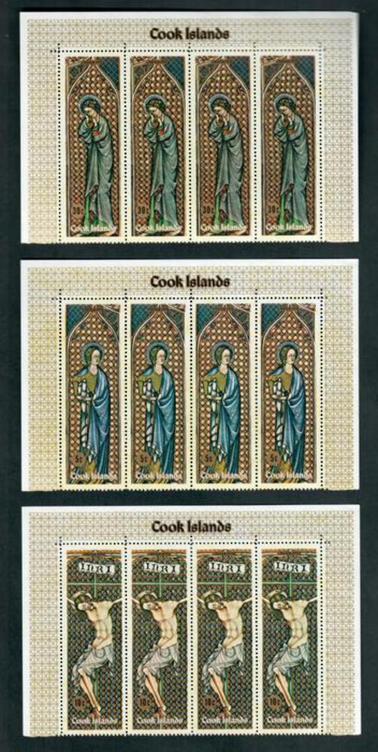 COOK ISLANDS 1972 Easter. Set of 3. Top half of the sheet (4 of each stamp). - 52449 - UHM image 0