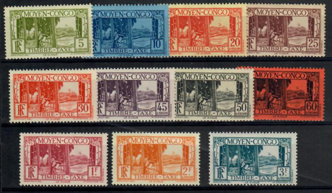 MIDDLE CONGO 1933 Postage Due. Set of 11. The 60c has a thin. - 24509 - Mint image 0