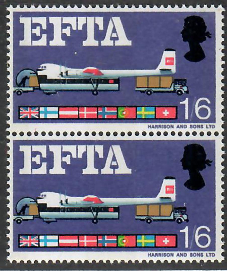 GREAT BRITAIN 1967 European free Trade Association 1/6 Air Freight. pair with the  Broken Ribbon Variety. - 70611 - UHM image 0