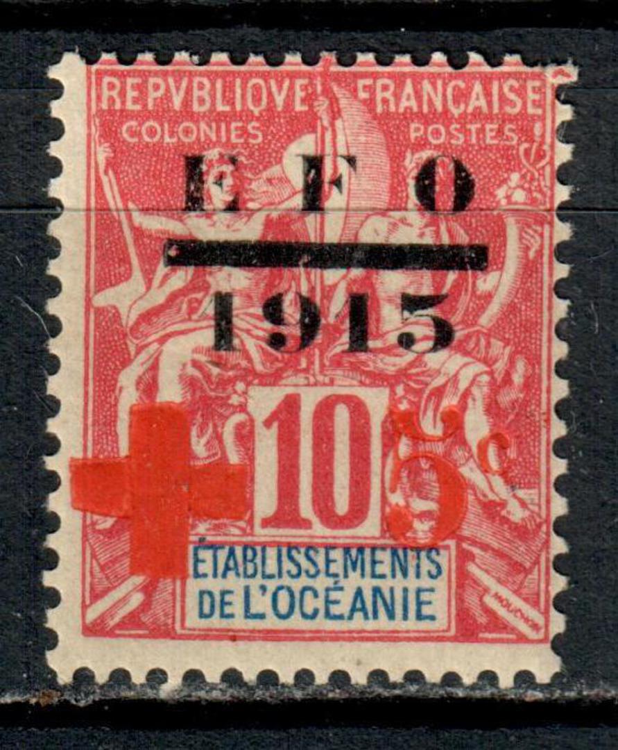 FRENCH OCEANIC SETTLEMENTS 1915 Red Cross 10c+5c Rose-Red with the variety 'No Tongue to the E'. - 75321 - Mint image 0