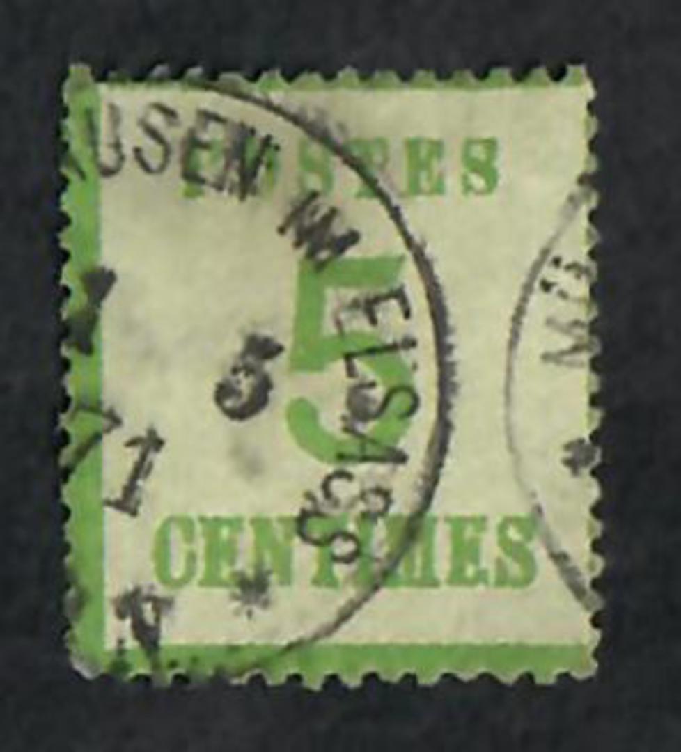ALSACE and LORRAINE 1870 Definitive 5c Pale Yellow-Green. Points of the net upwards.  Genuine copy. "P" of Postes 3mm + from lef image 0