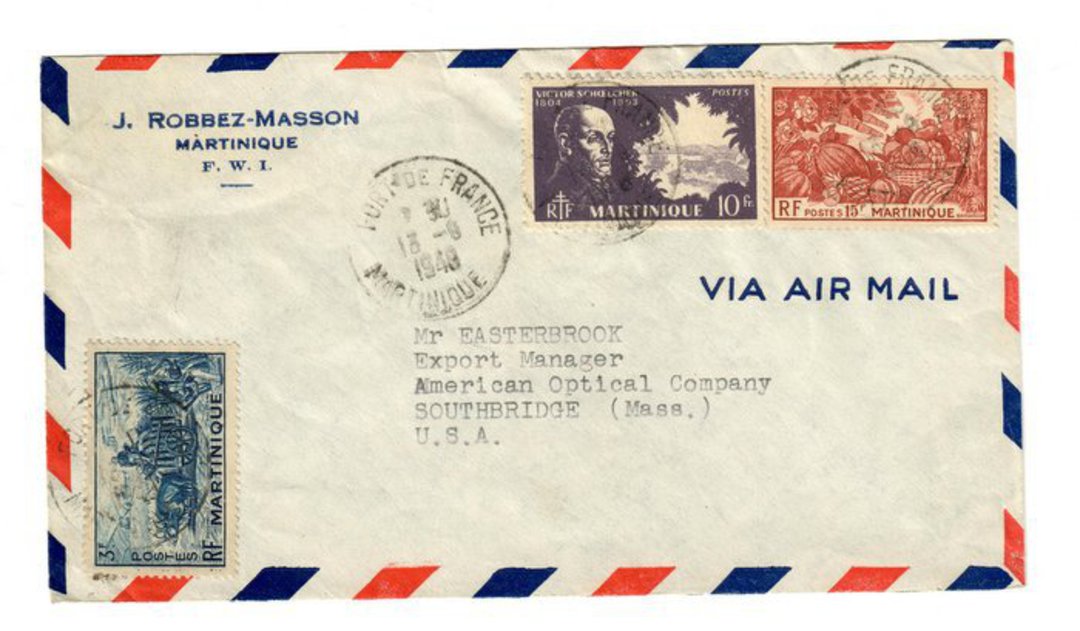 MARTINIQUE 1949 Airmail Letter from Fort de France to USA. - 37831 - PostalHist image 0