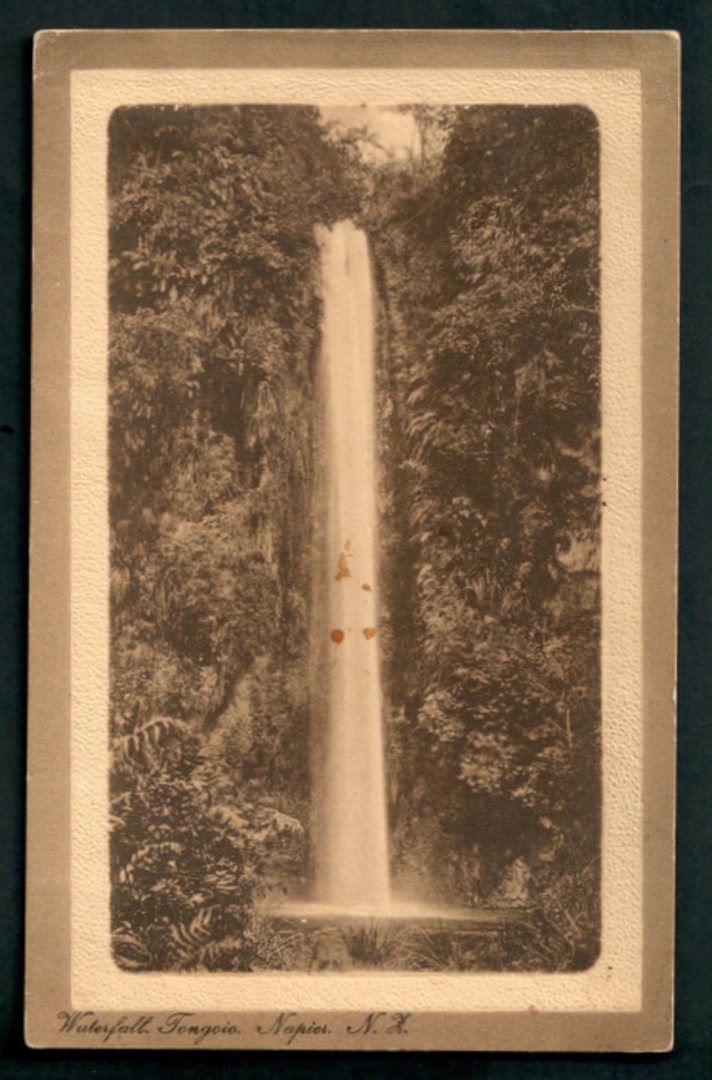 Sepia Postcard of Waterfall Tongoio Napier. - 48051 - Postcard image 0