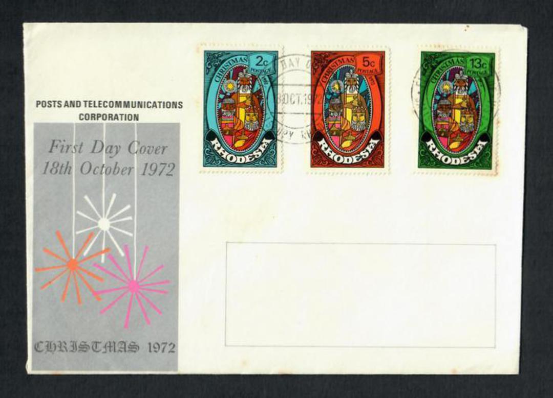 RHODESIA 1972 Christmas. Set of 3 on first day cover. - 30616 - FDC image 0