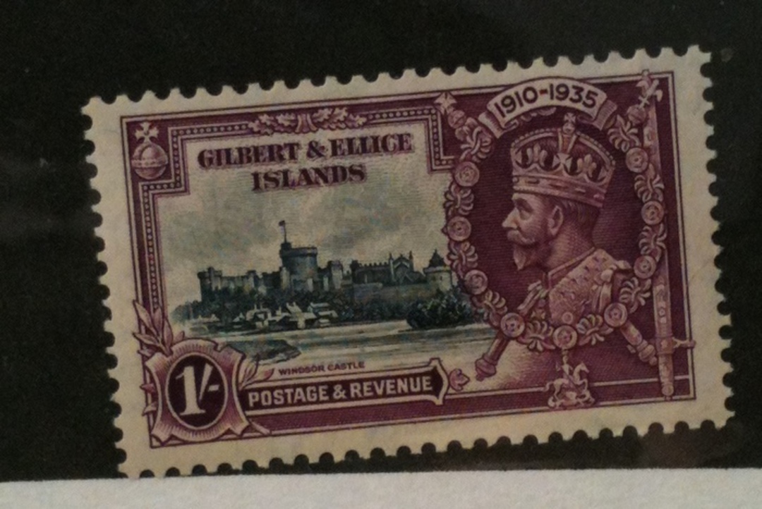 GILBERT & ELLICE ISLANDS 1935 Silver Jubilee 1/- Slate and Purple. - 72028 - UHM image 0