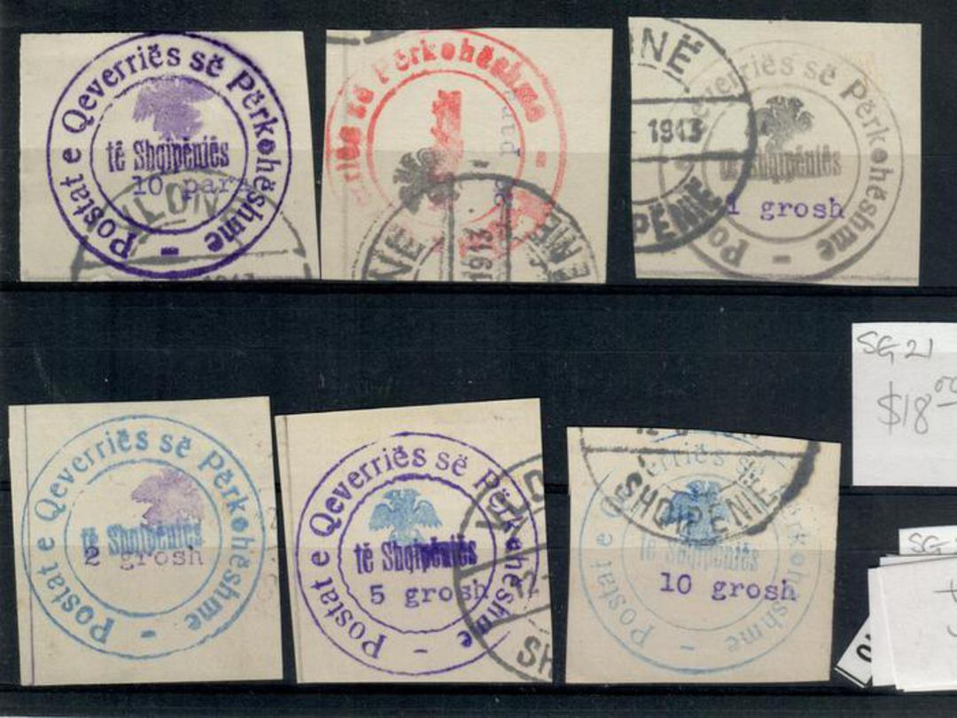 ALBANIA 1913 Handstamped issue on laid paper. Set of six. - 21410 - FU image 0