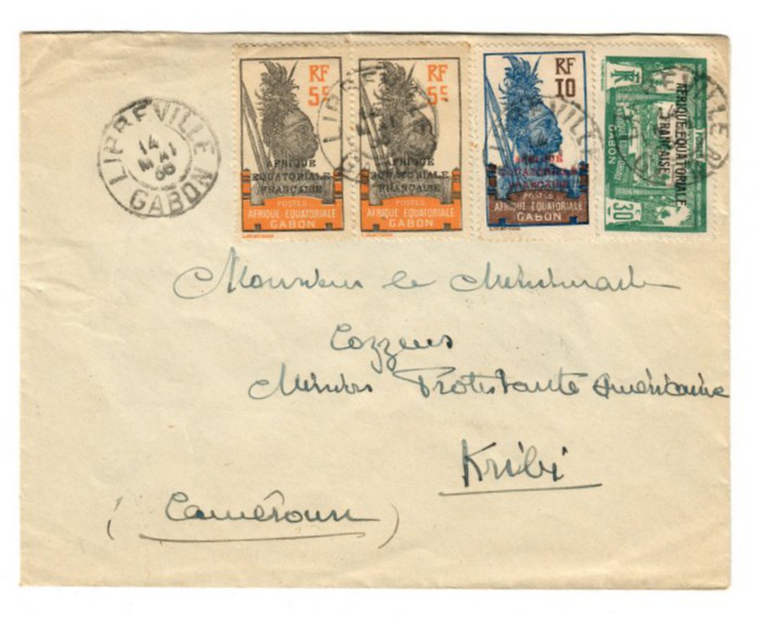 GABON 1936 Letter from Libraville to Kiribi. Backstamp Dakar Senegal. - 37584 - PostalHist image 0