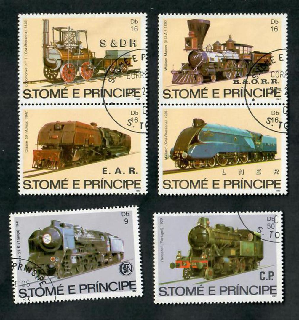 ST THOMAS & PRINCIPE 1982 Trains. Set of 6. - 20189 - VFU image 0
