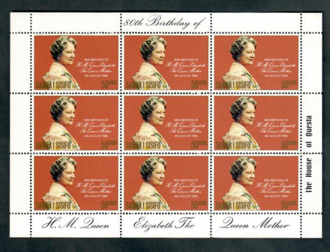 SAMOA 1980 80th Birthday of Queen Elizabeth the Queen Mother. Sheetlet of 9. - 50287 - UHM image 0