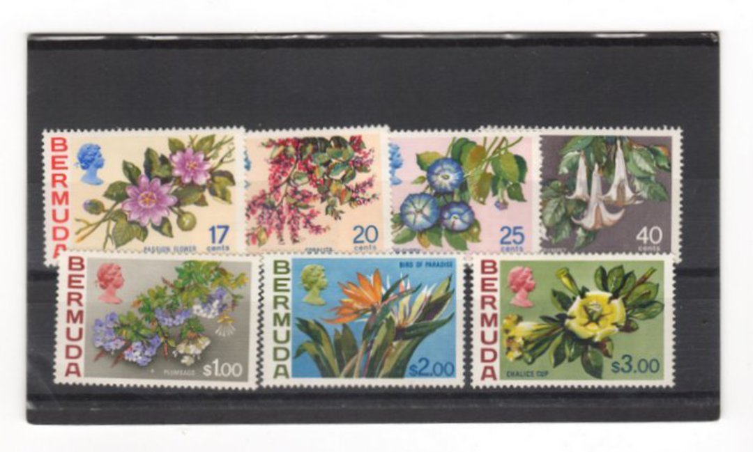 BERMUDA 1975 Definitive Fowers issued on 2/6/1975 as additions to the 1970 set. Set of 7. - 22505 - UHM image 0