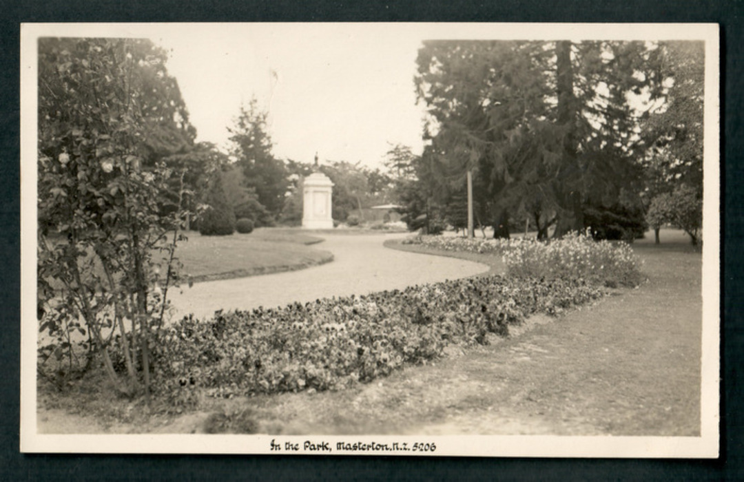 Real Photograph by A B Hurst & Son. In the Park Masterton. - 47856 - Postcard image 0