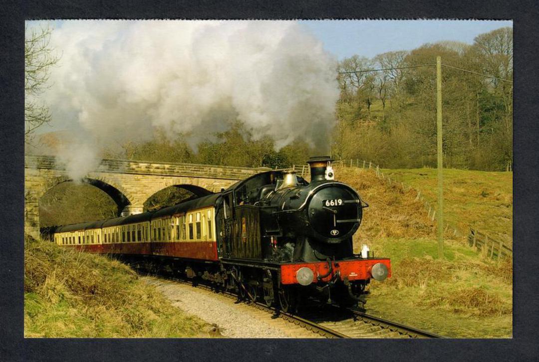GREAT BRITAIN Modern Coloured Postcard of GWR 0-6-2T 6619 passing Darnholme with the 10.30 from Grosmont to Pickering. - 444739 image 0