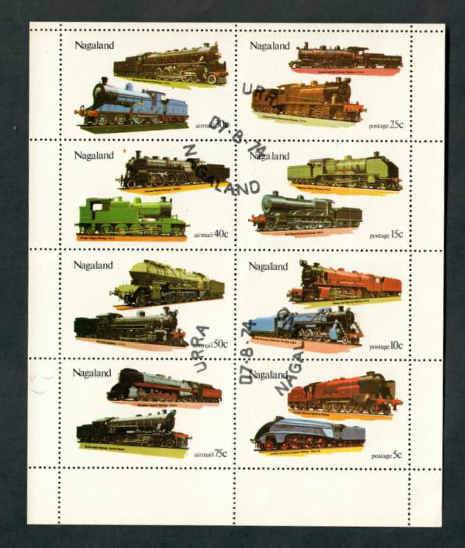 NAGALAND 1974 Trains. Sheetlet of 8. - 52340 - CTO image 0
