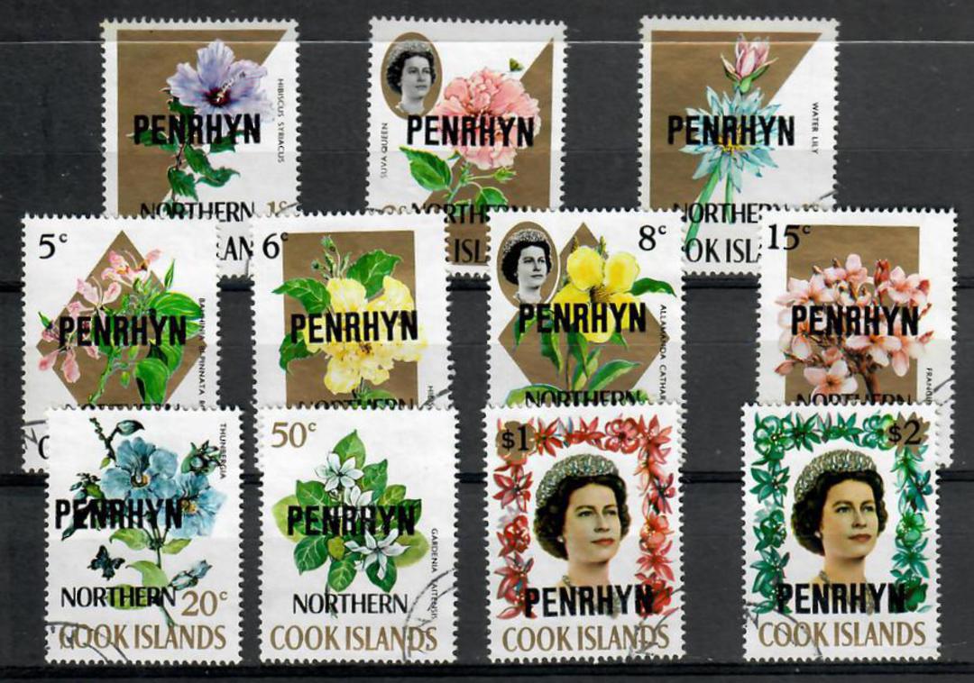 PENRHYN 1973 Elizabeth 2nd Definitives. Set of 12 with Fluorescent Markings. - 21767 - VFU image 0