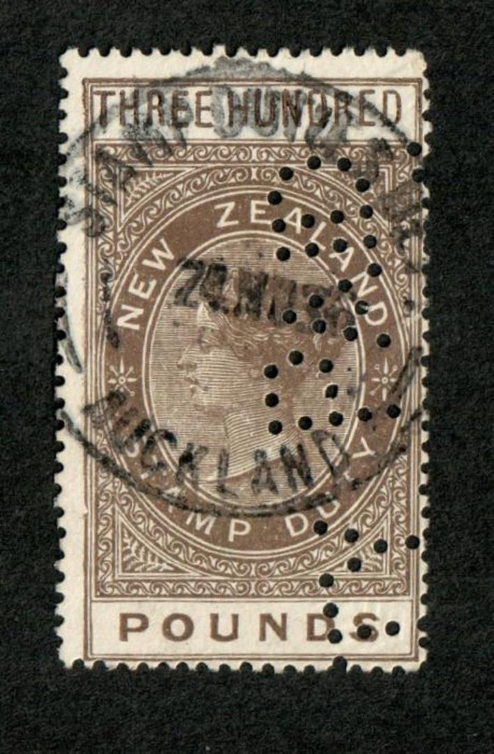 NEW ZEALAND 1880 Long Type Fiscal £300 Brown. Perfins. Excellent copy. - 39714 - FU image 0