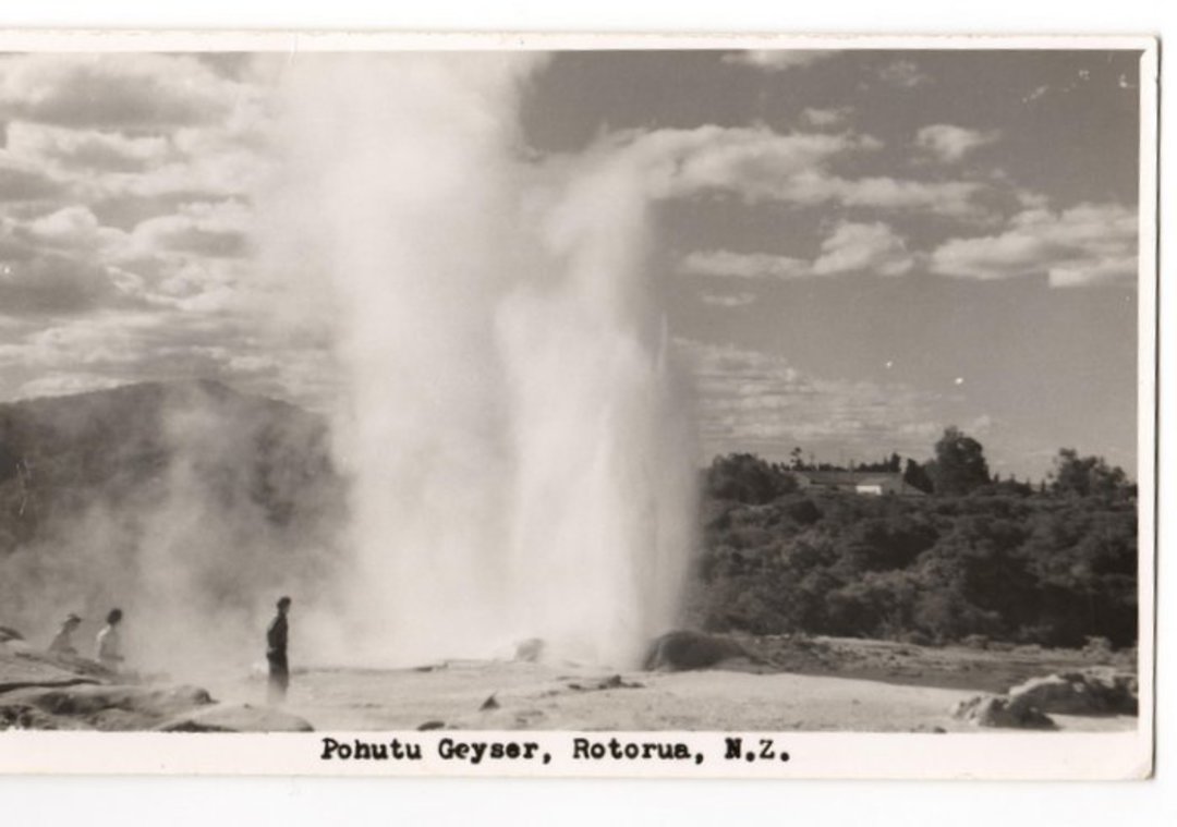 Real Photograph by N S Seaward of Pohutu Geyser. - 46102 - Postcard image 0
