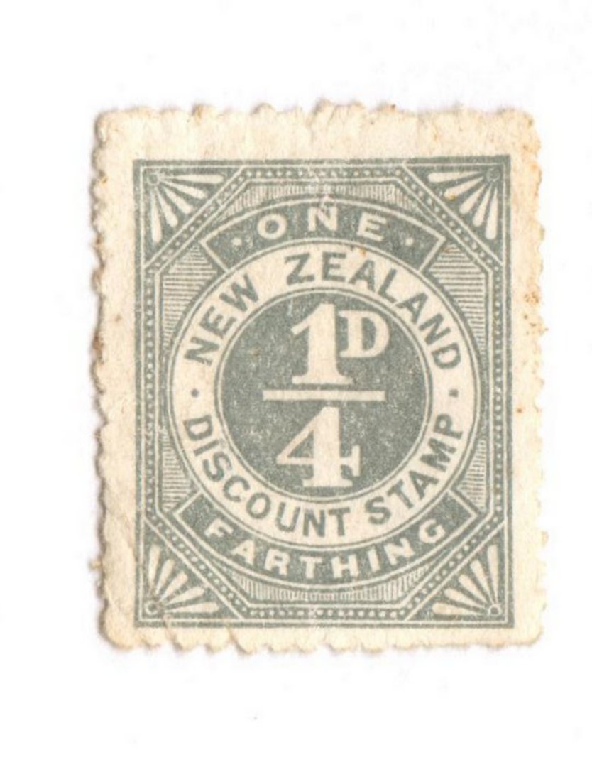 NEW ZEALAND Discount Stamp 1/4d Grey. Watermark NZ Star sideways. Mint no gum. - 74015 - MNG image 0
