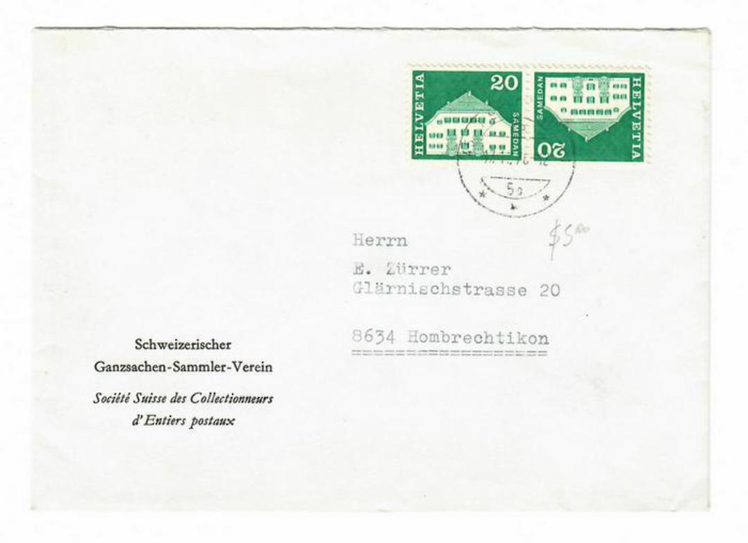 SWITZERLAND 1964 Era Cover with 20c Blue-Green Tete-Beche. - 30411 - PostalHist image 0
