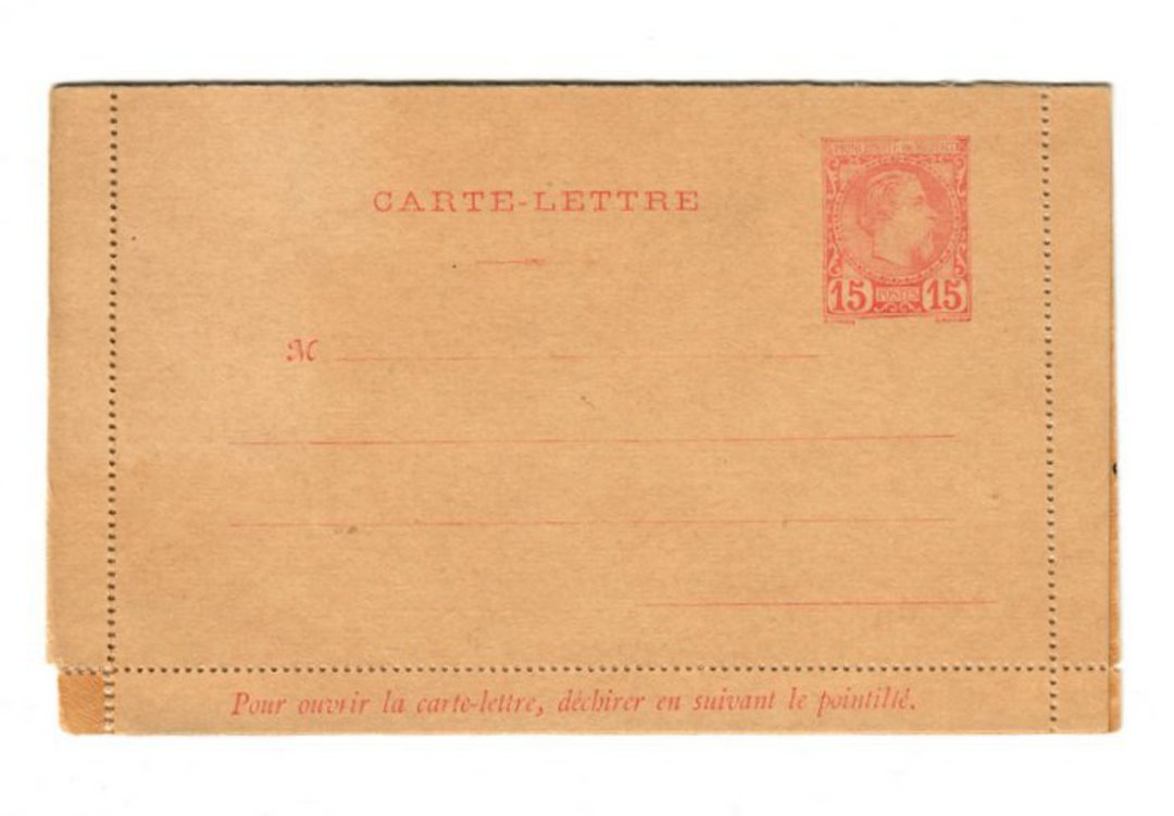 MONACO 1885 Carte-Lettre 15c Rose. Unused. image 0