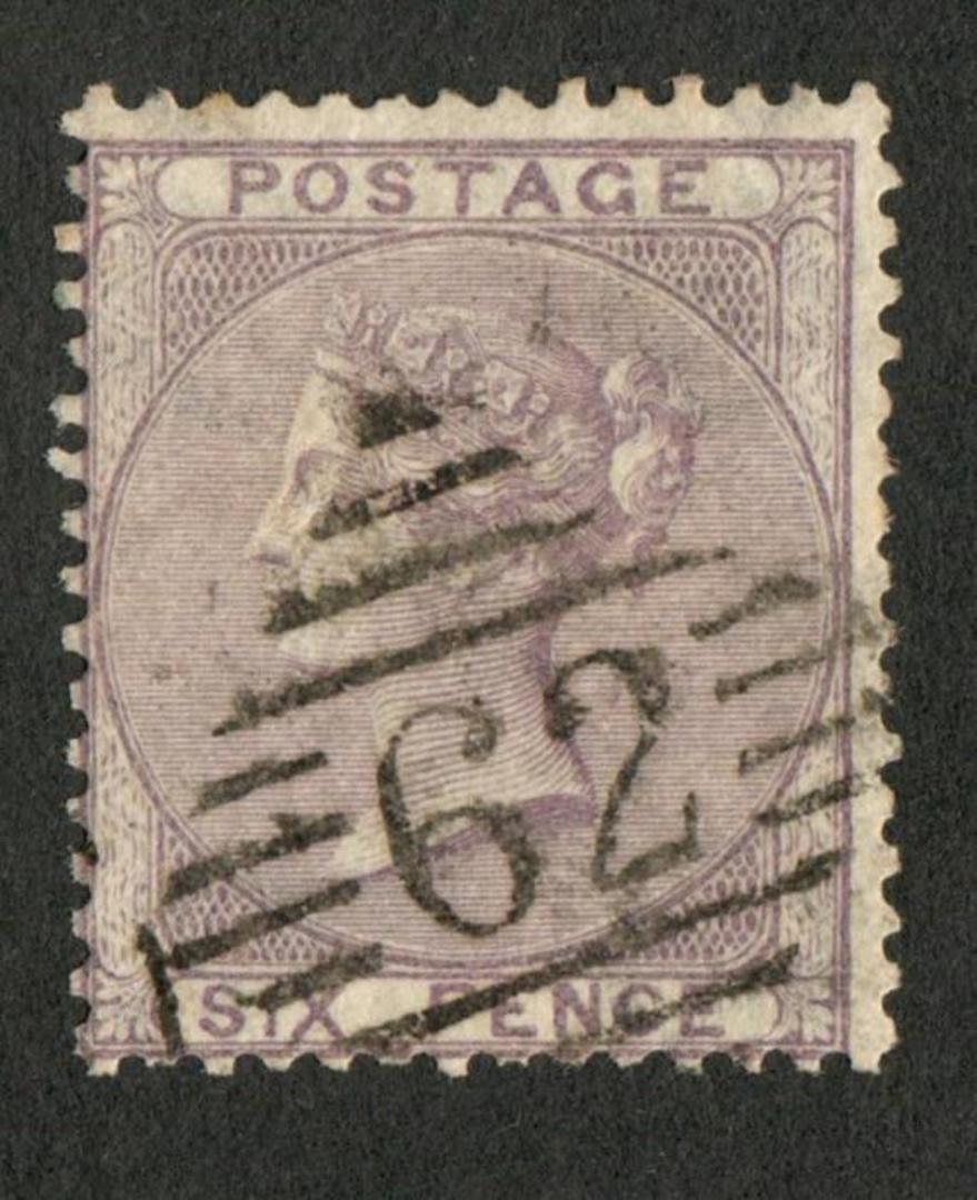 GREAT BRITAIN 1856 6d Deep Lilac. Centred south and west. Postmark 62 Nice colour. - 70407 - FU image 0