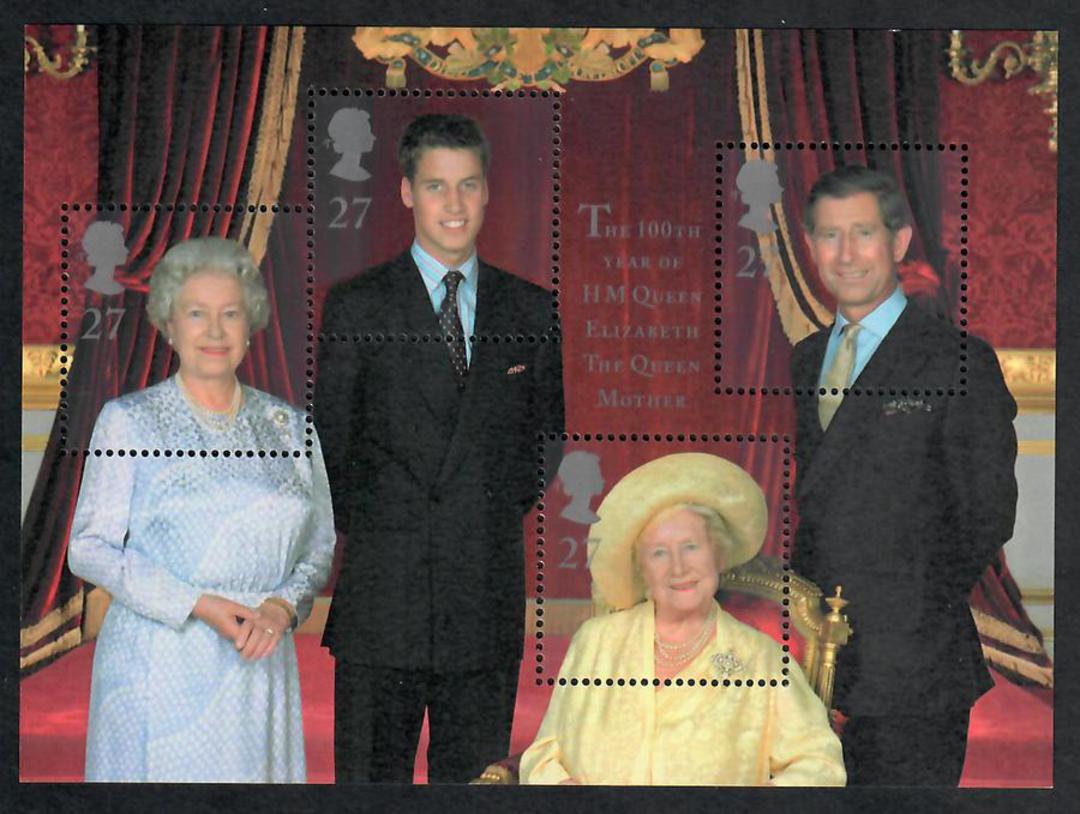 GREAT BRITAIN 2000 Queen Elizabeth the Queen Mother's 100th Birthday. Miniature sheet. - 19565 - UHM image 0