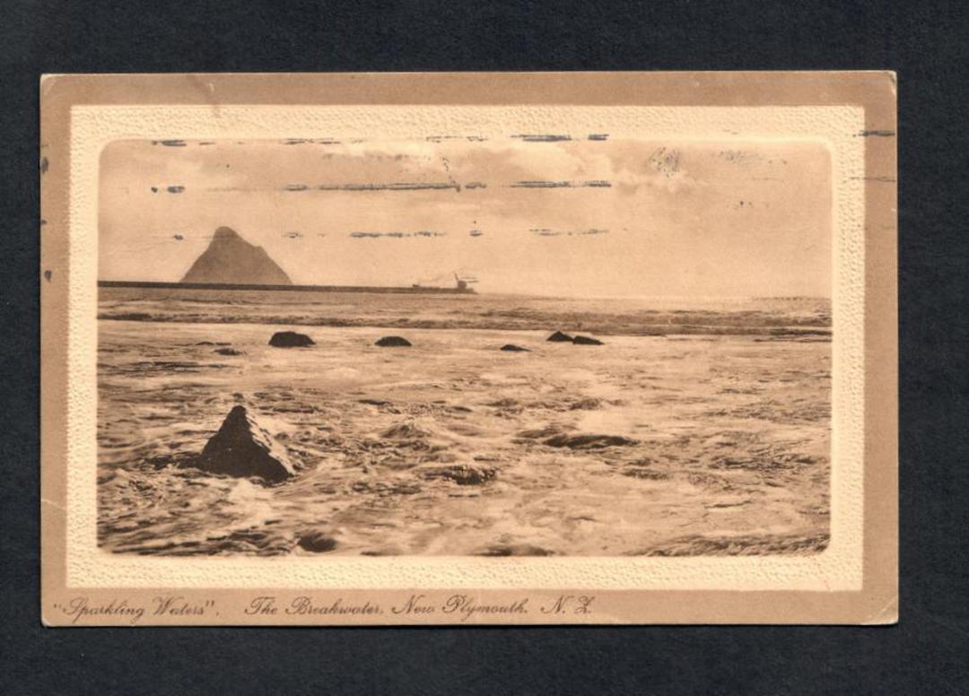 Sepia Postcard of The Breakwater New Plymouth. - 47048 - Postcard image 0