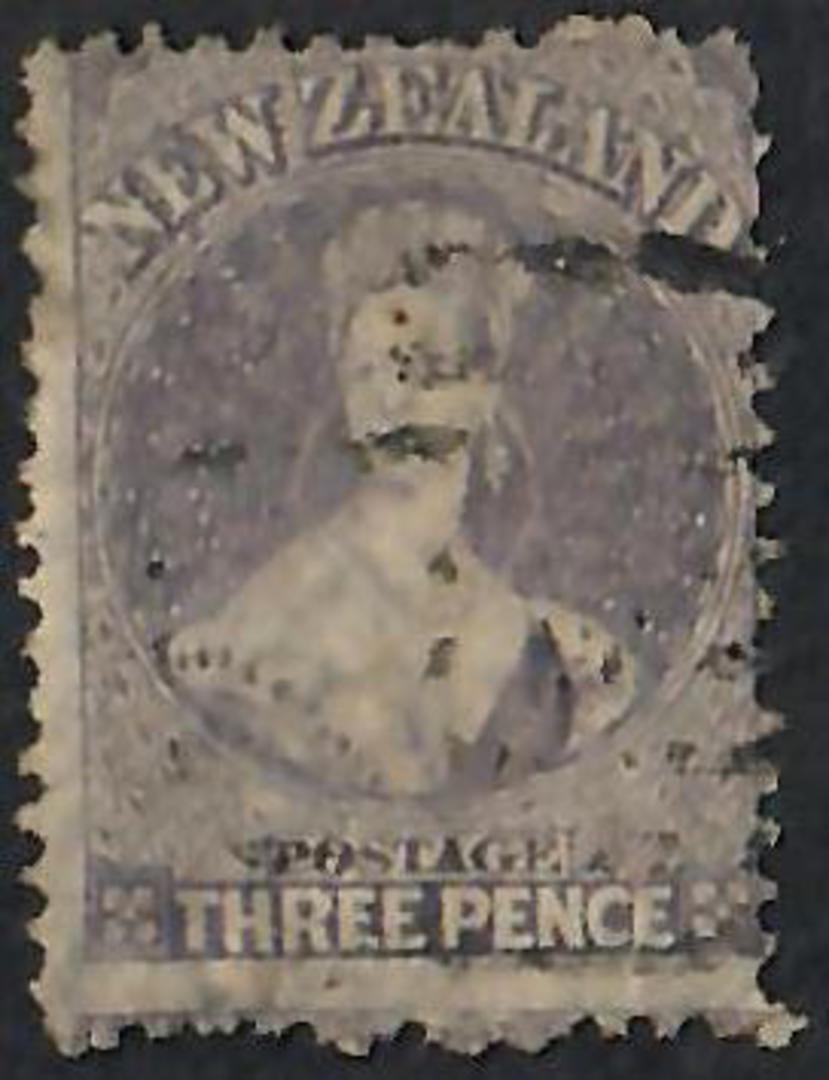NEW ZEALAND 1862 Full Face Queen 3d Lilac. Perf 12½. No faults but untidy. - 60041 - Used image 0