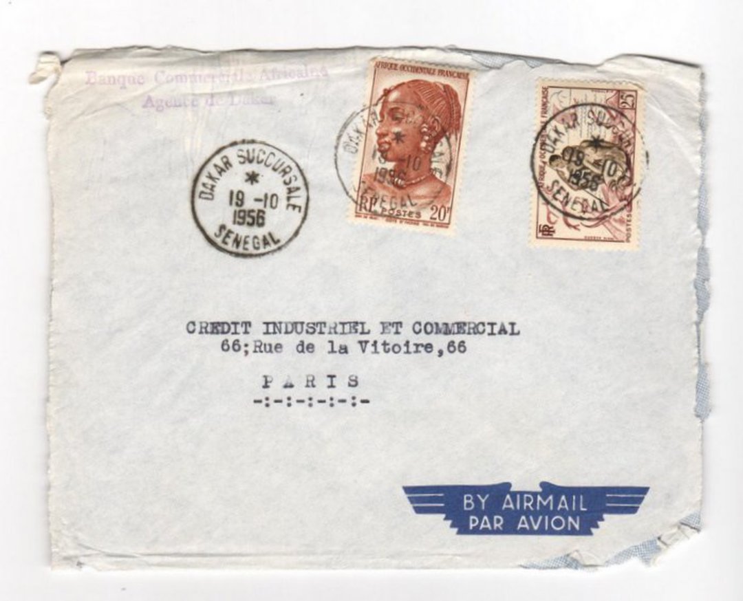 FRENCH WEST AFRICA 1958 Airmail Letter from Dakar Succursale to Paris. Untidy. - 38209 - PostalHist image 0