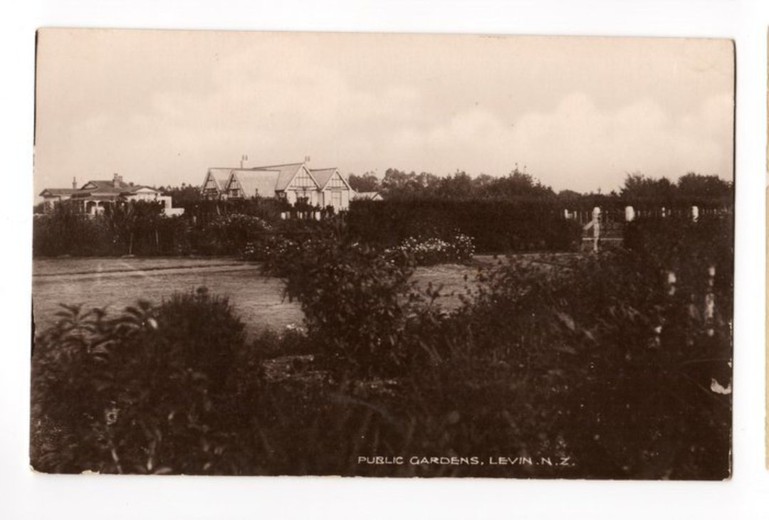 Real Photograph by Aitken of Public Gardens Levin. - 69546 - Postcard image 0