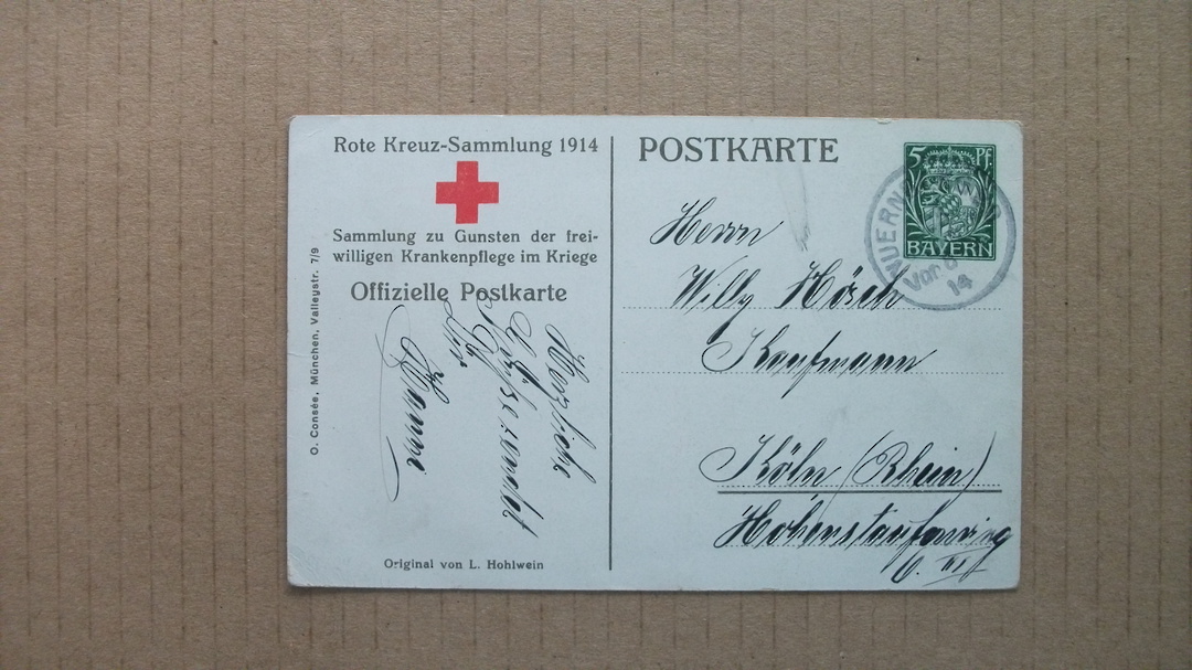 BAVARIA 1914 Postcard 5pf Green. Collection for the Red Cross. From the collection of H Pies-Lintz. - 37936 - Postcard image 0