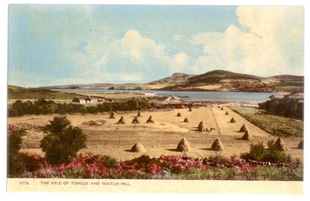 Coloured postcard of the Kyle of Tongue and Watch Hill. Superb View of Haystacking. - 41755 - Postcard image 0