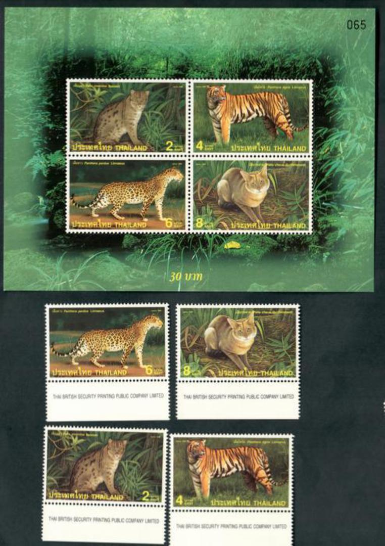 THAILAND 1998 Wild Cats. Set of 4 and miniature sheet. - 52346 - UHM image 0