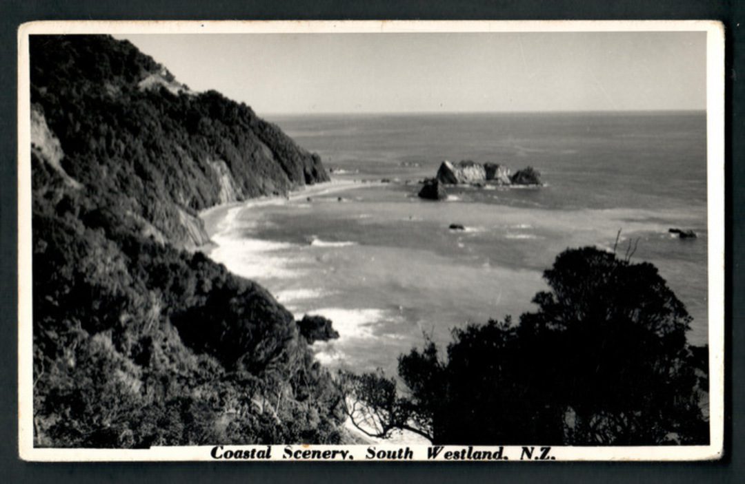 Real Photograph by N S Seaward of Coastal Scenery South Westland. - 48759 - Postcard image 0