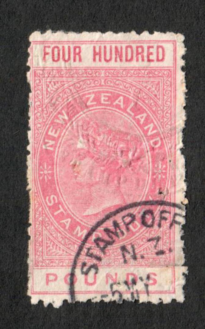NEW ZEALAND 1880 Victoria 1st Long Type Fiscal £400 Rose with superb corner circular date stamp. Small pinhole. - 39227 - VFU image 0