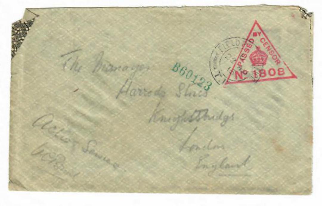 GREAT BRITAIN 1915 Cover to London. Field Post Office T17. Red Triangle Cachet Passed by Censor No. 1808. - 30283 - PostalHist image 0