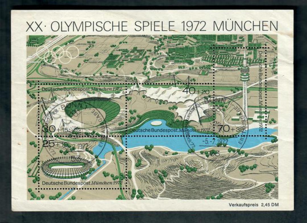 WEST GERMANY 1972 Olympics miniature sheet. Sixth series. A little fragile through soaking. - 50351 - Used image 0