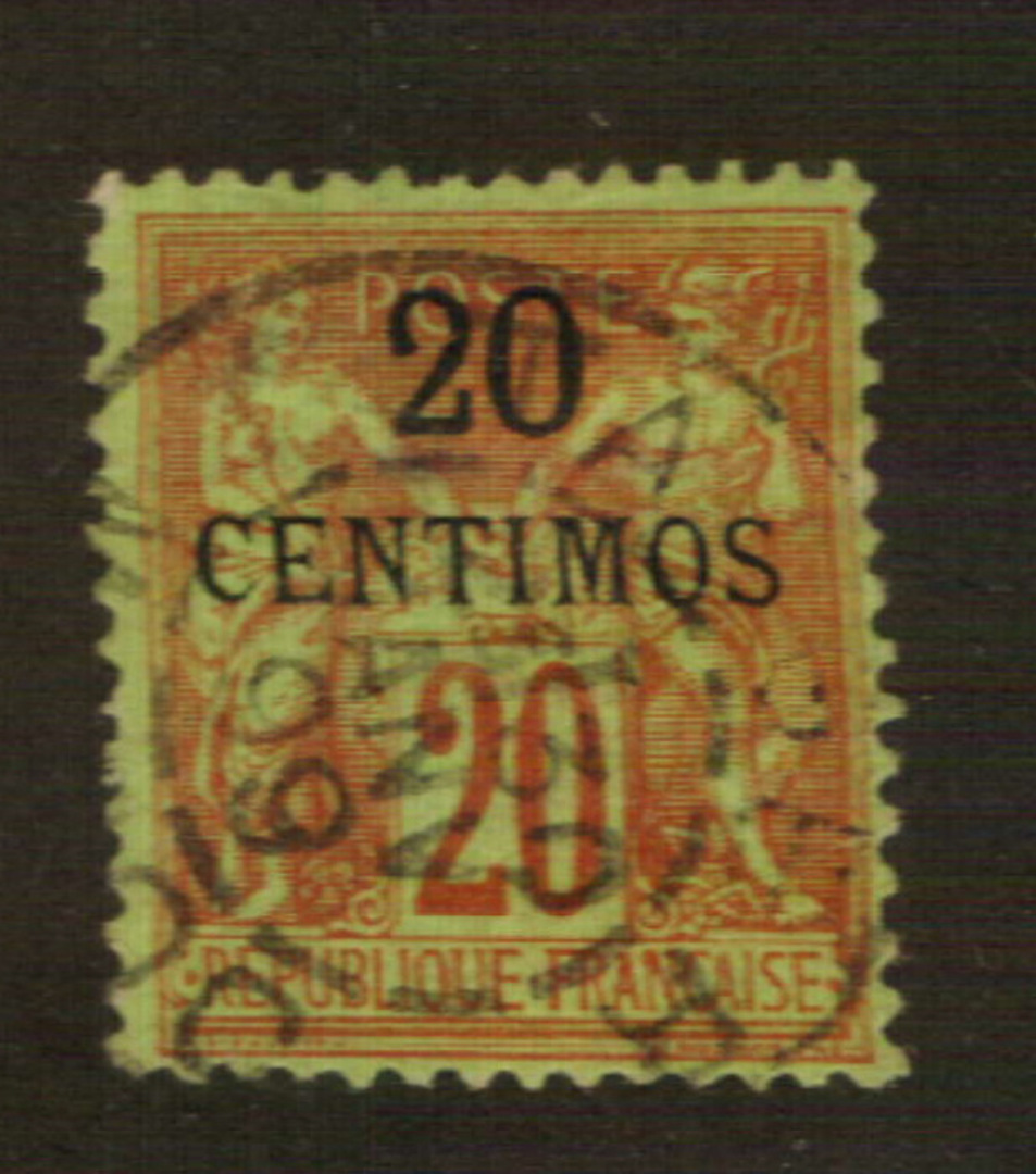 FRENCH Post Offices in MOROCCO 1891 Definitive 20c on 20c Red on yellow-green. - 76406 - FU image 0