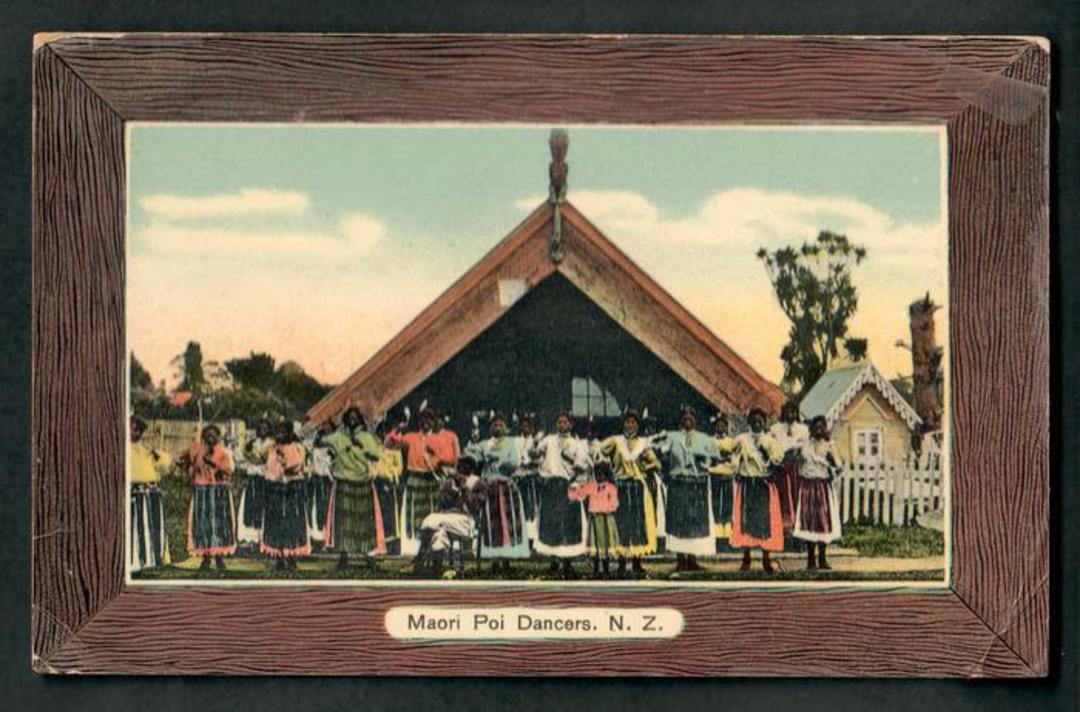 Coloured postcard of Maori Poi Dancers. - 49561 - Postcard image 0